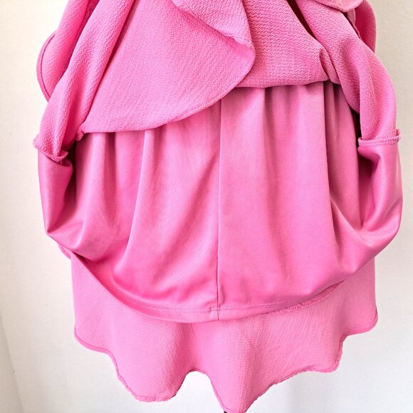Haute Monde Juniors Pink Mini Lining Hi/Low Skirt Ruffle Hem Size L - Picture 7 of 8